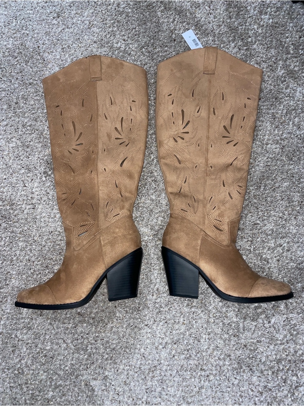 torrid Tan Laser-Cut Western Knee-High Boots
